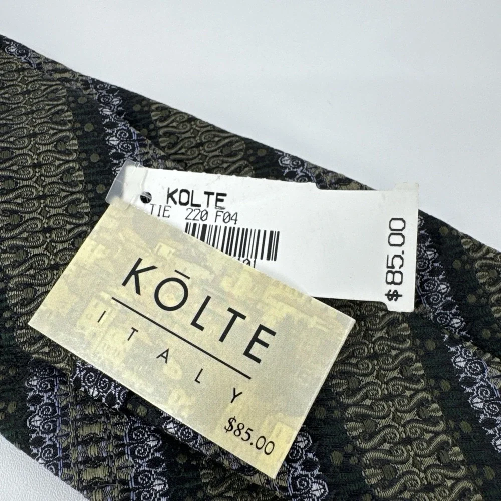 Kolte Italy Vintage Necktie New Mens 100% Silk Tie Green Modern Design 57